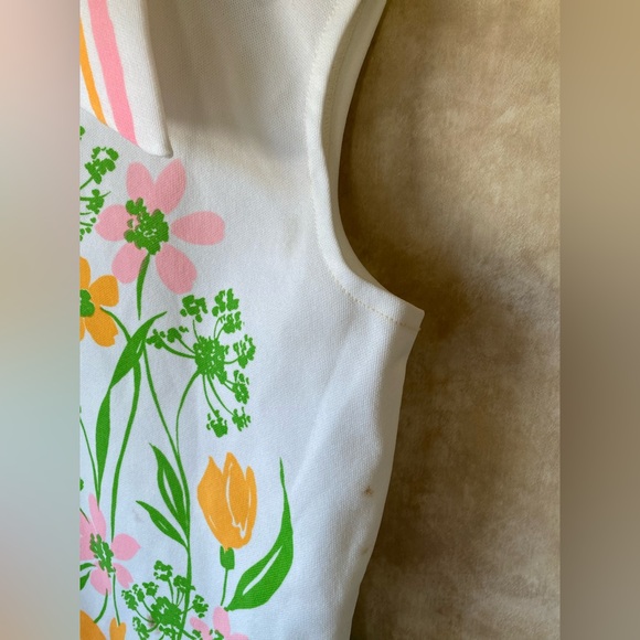 Vintage Montgomery Ward 60s 70s Floral Collared Zip Front Sleeveless Polo Large - Picture 7 of 7